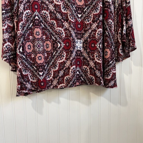 Very J Womens  Large Colorful Floral Paisley Geometric Tunic Top Bohemian - Picture 5 of 14